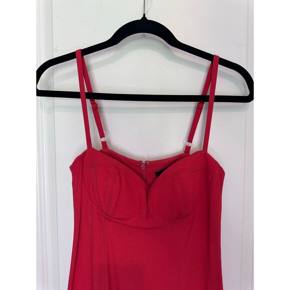 J Crew Women's sz 0 Crepe Bustier Poppy Red Dress Side Slit Night Out Date Night - Picture 6 of 12
